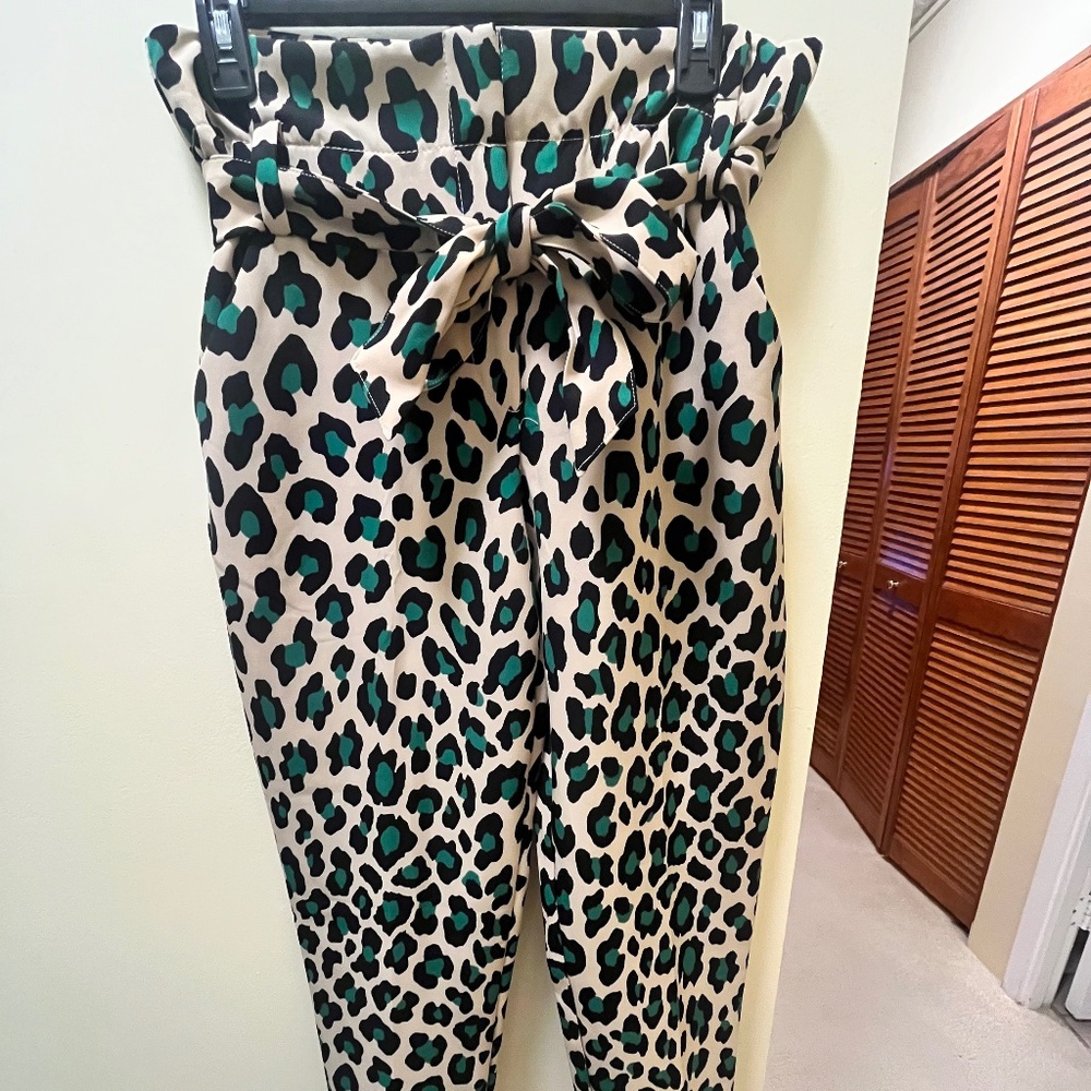 Leopard-Print Belted Ankle Pant